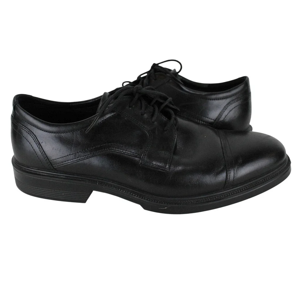 ECCO Mens Black Leather Cap Toe Derby Dress Shoes Size 44 EU 10 US 62211401001